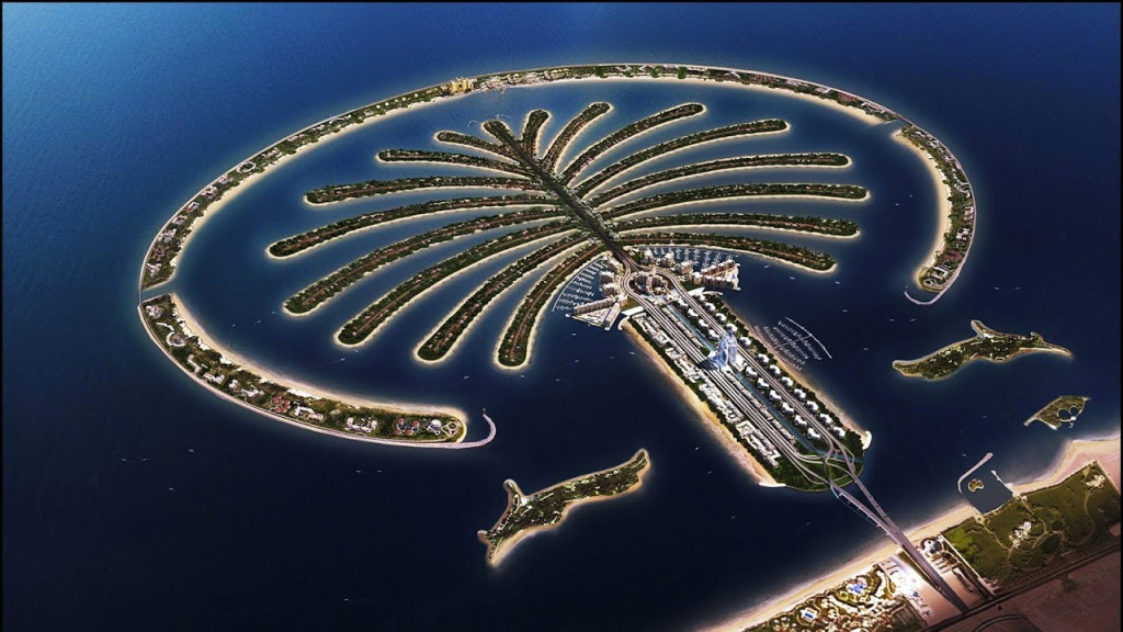 outline of Palm Jebel Ali with developing features.