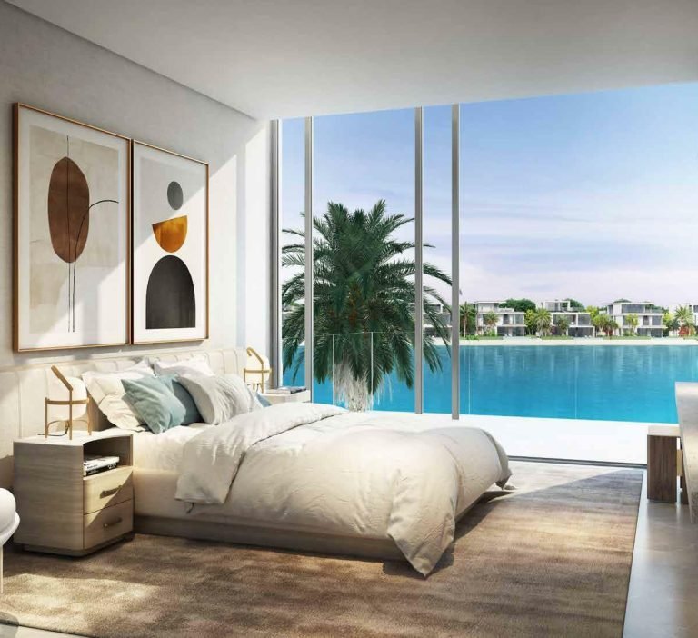 Beach view from the bedroom of Signature Villa in Palm Jebel Ali by Nakheel.
